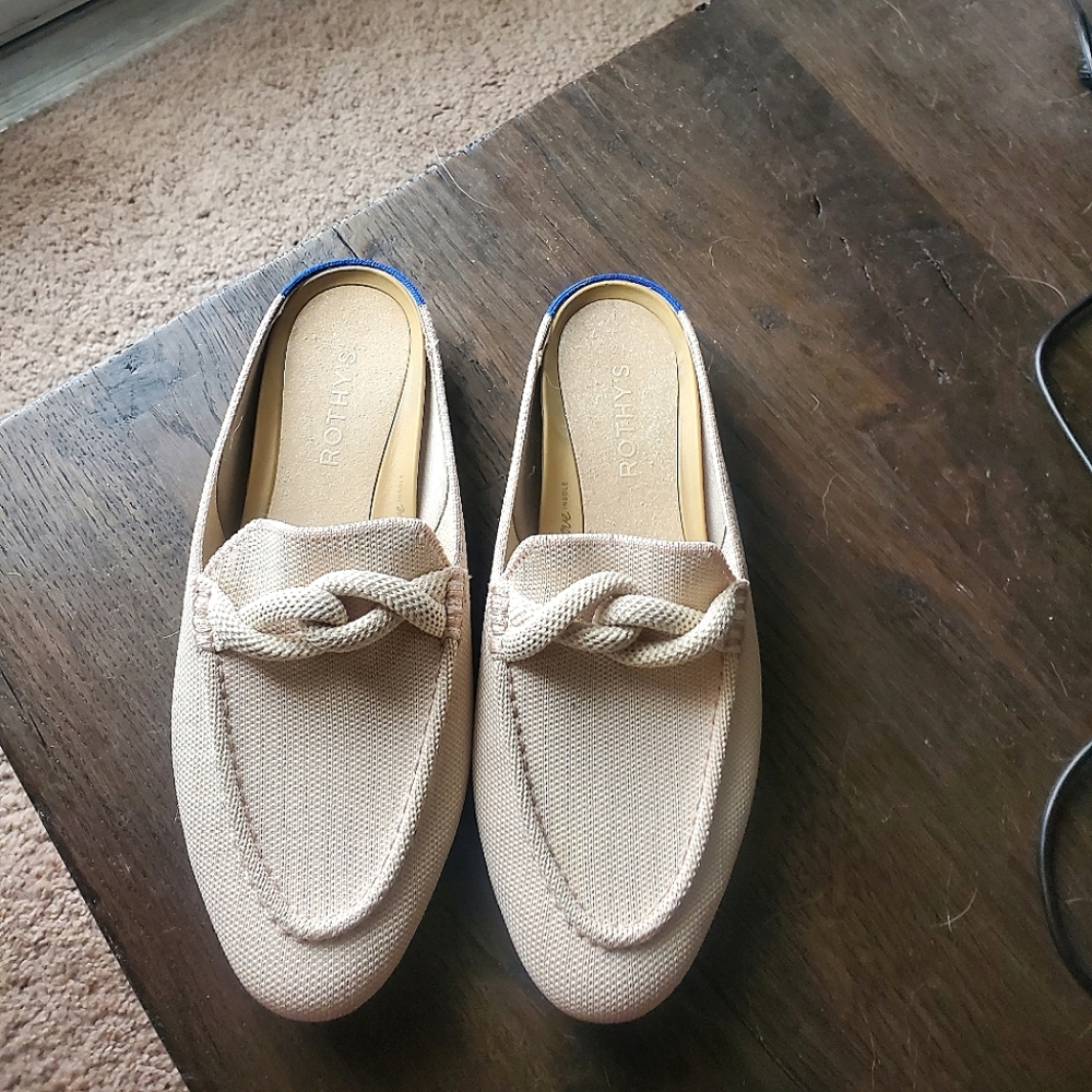 Rothys Braided Loafer Mule Blush Pink Size 6